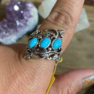 Arizona Sleeping Beauty Turquoise 3 Stone Ring